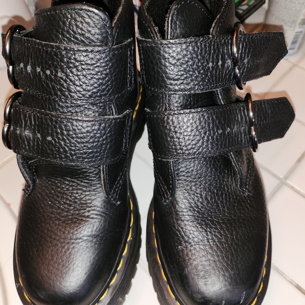 Black Leather Boots with Straps